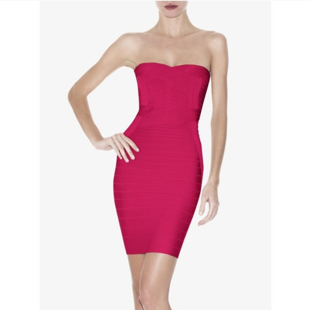 Herve Leger Colby Fuchsia Dress